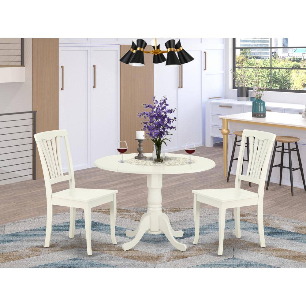 Left. East West Furniture - Dining Room Set Linen White - Brown.