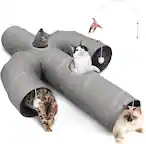 Front. Ownpets - 12" Cat Tunnel Cactus Shape Collapsible - Gray.