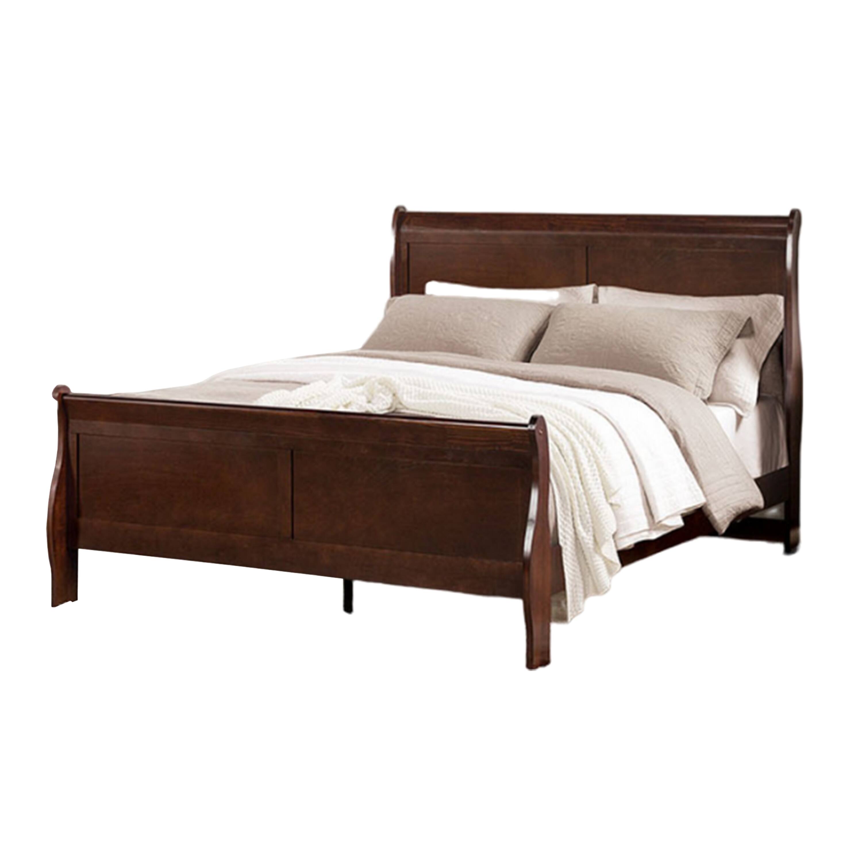 Alt View 1. Manhattan Lane - Poy Three Piece Full Size Bedroom Set, Metal Hanging Pulls - Dark Cherry Brown.