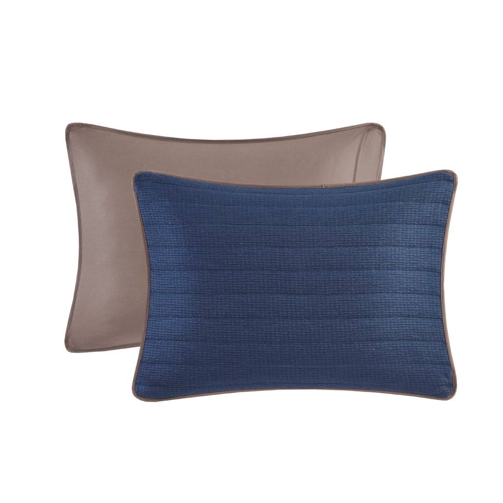 Alt View 4. Gracie Mills - Gracie Mills Angeline Reversible Crinkled Microfiber Quilt Set - Navy.