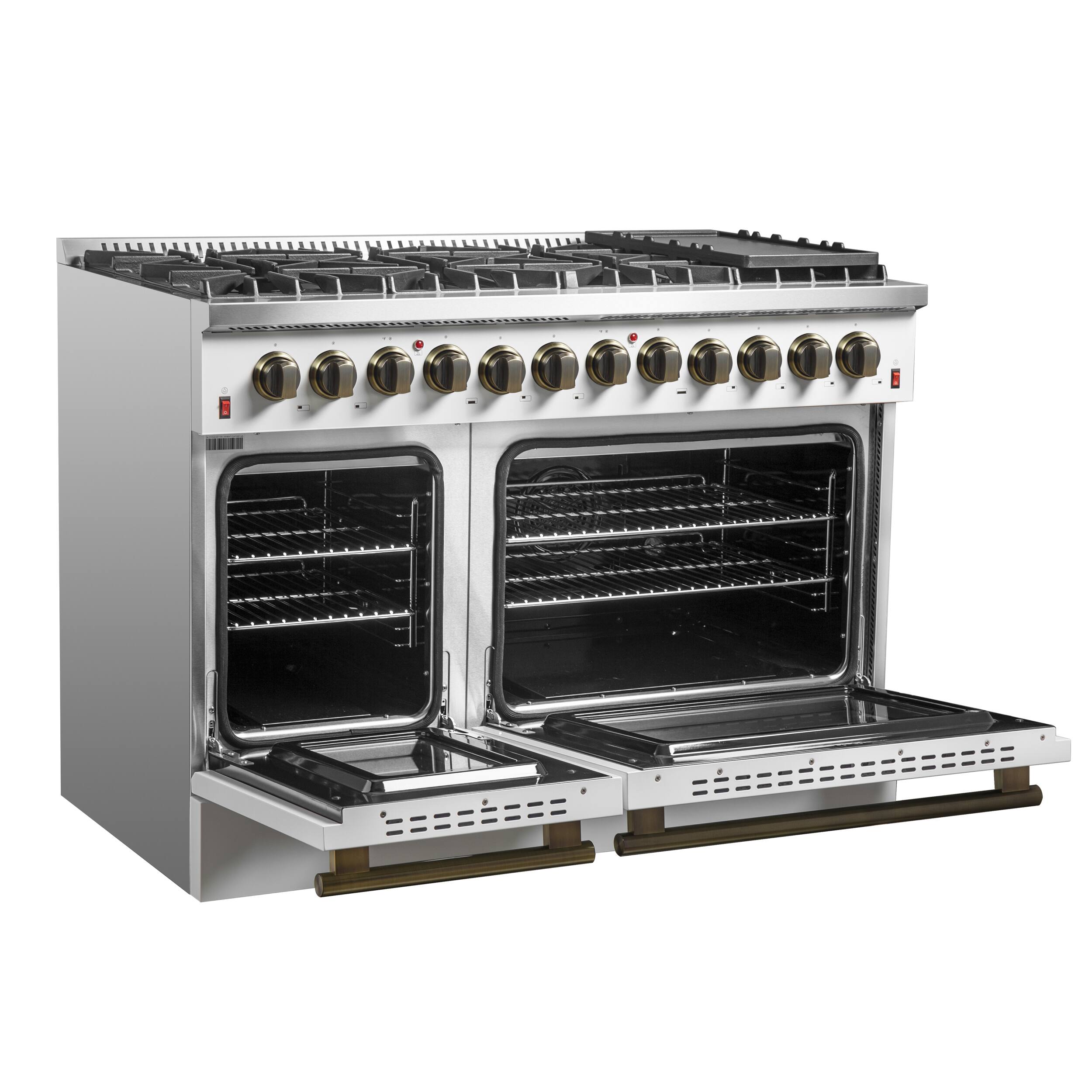 Alt View 3. Forno Appliances - 48 in. Wide 8 Burner Galiano 6.58 Cu. Ft. Freestanding Dual Fuel Range with Convection Oven and Griddle - White Door.