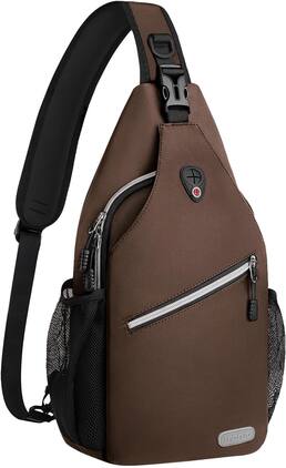 mosiso - Sling Backpack Multipurpose Crossbody Shoulder Bag Travel Hiking Daypack - Caramel Brown