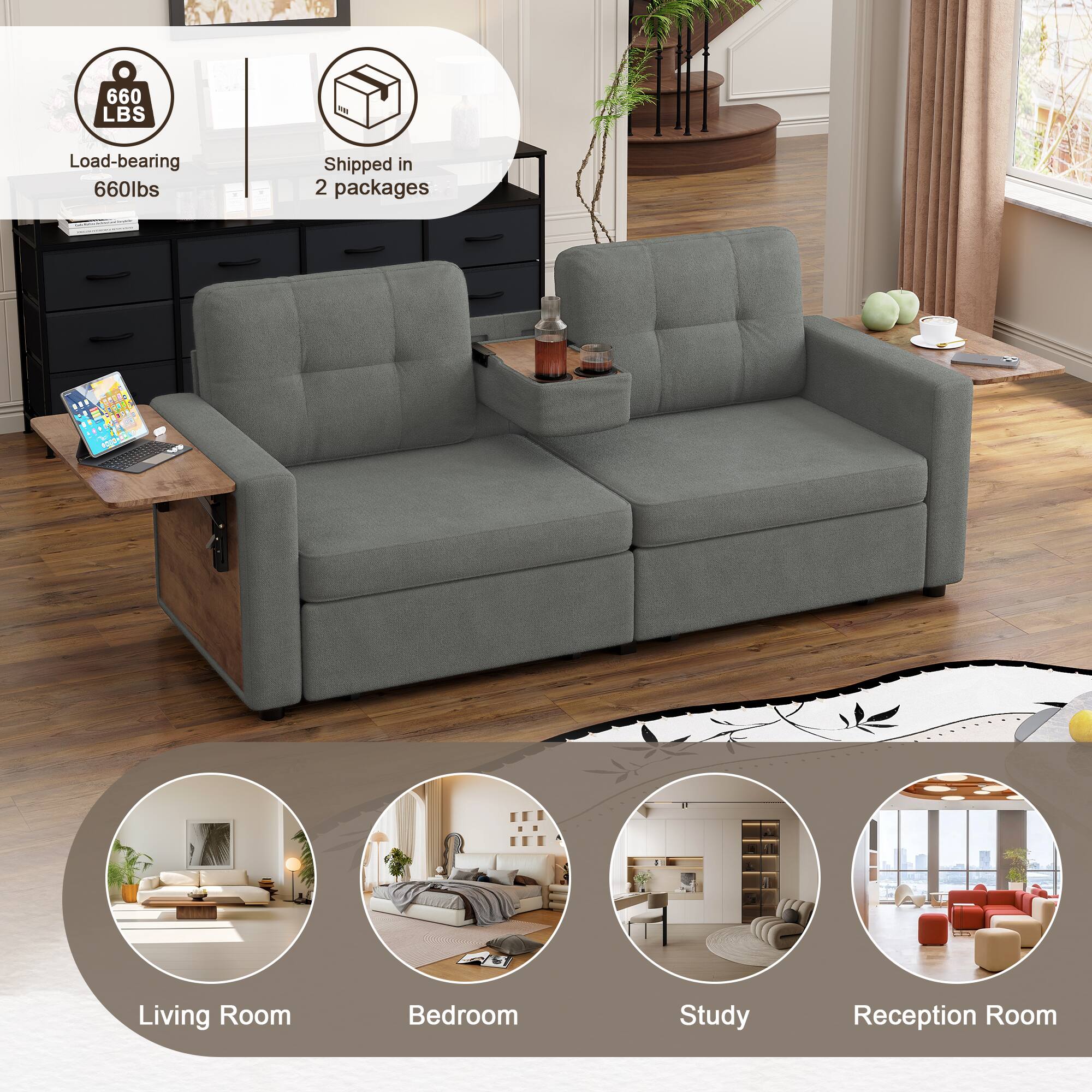 660 LBS  
Load-bearing 660lbs  
Shipped in 2 packages  
GRO YESTERE #020-8475  
Living Room  
Bedroom  
Study  
Reception Room