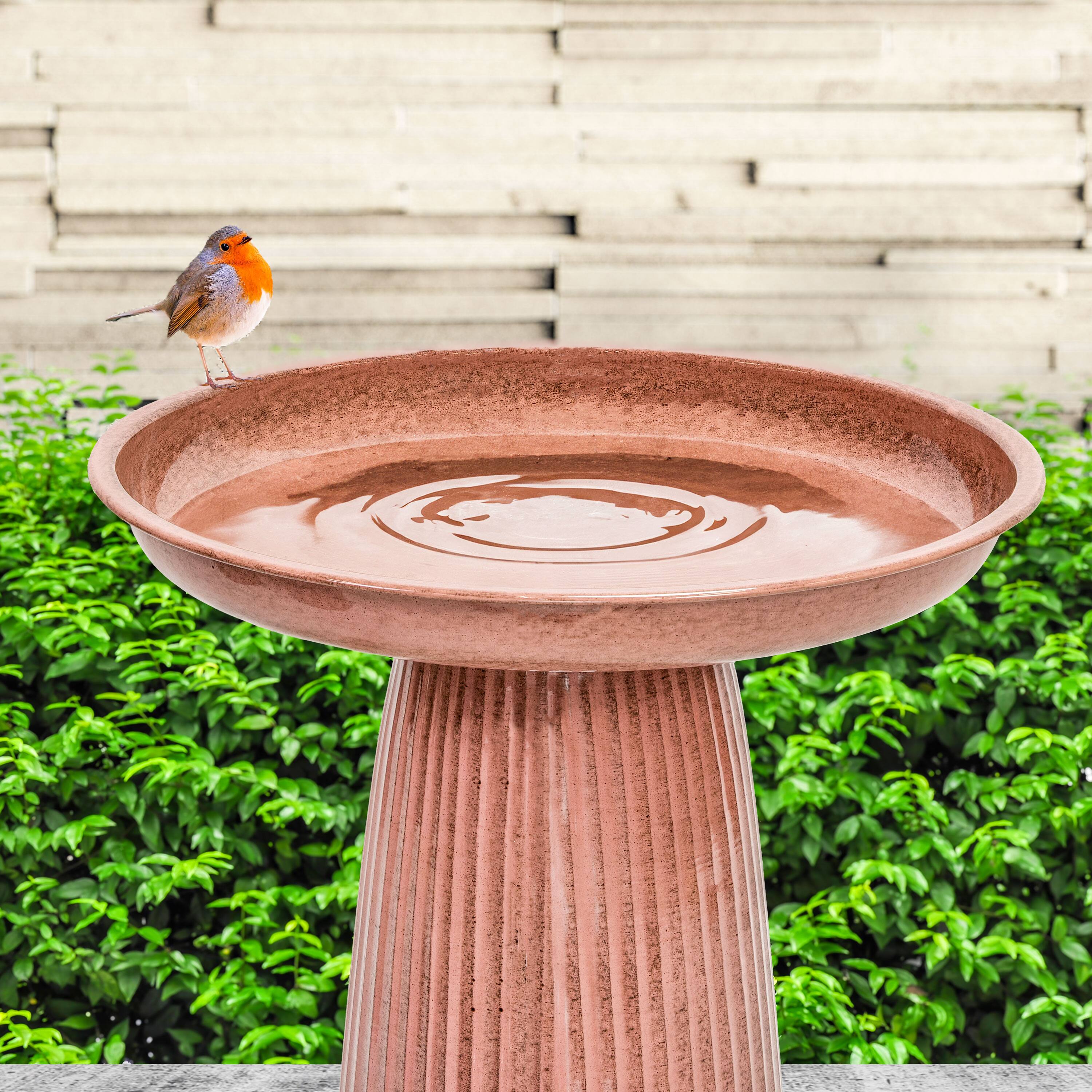 Alt View 10. Sunnydaze - Gleeful Garden Metal Outdoor Bird Bath - Canyon Clay.