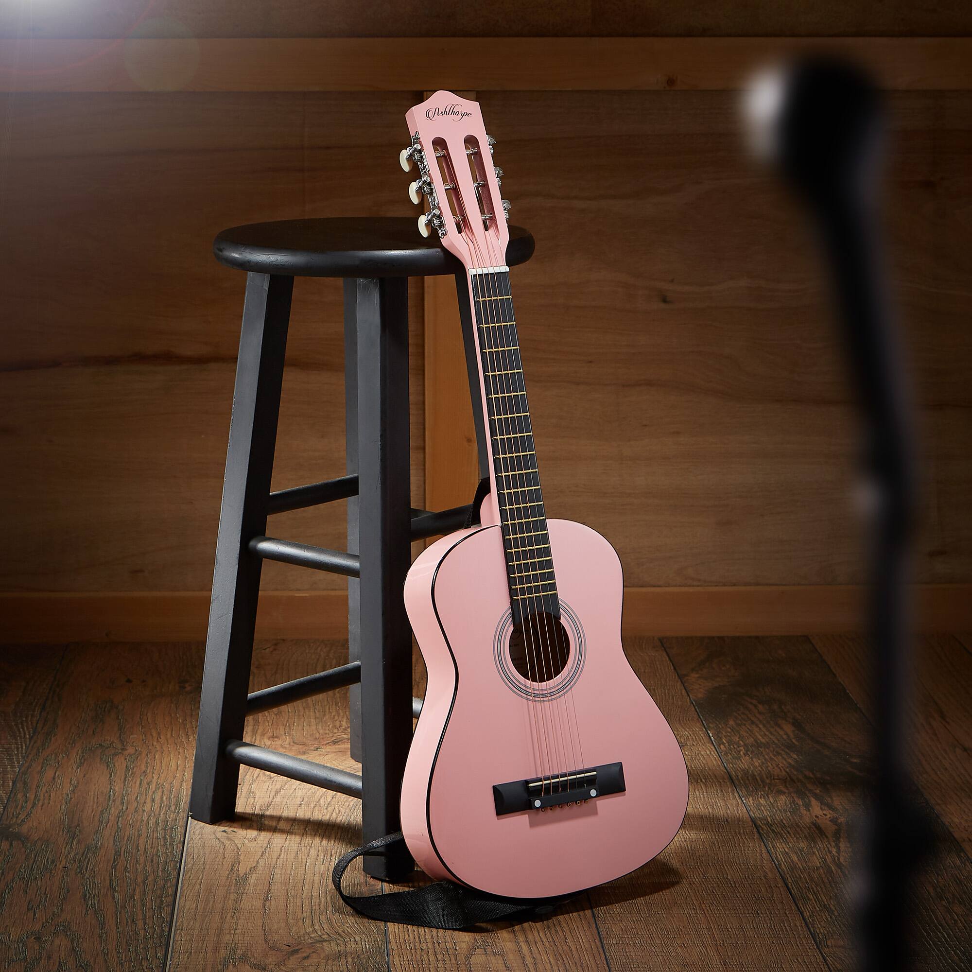 Alt View 3. Ashthorpe - Beginner Acoustic Guitar Package - Starter Kit - Pink.