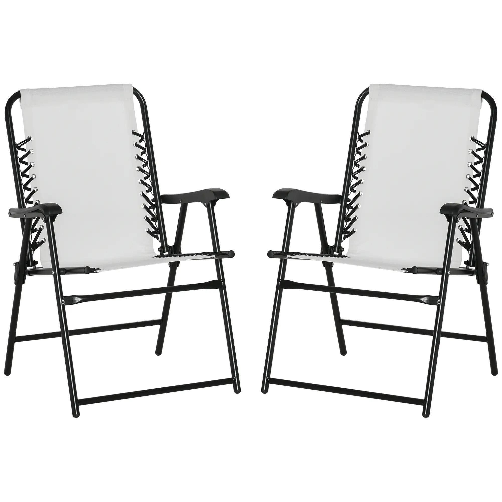 Angle. Resenkos - Resenkos 2-Piece Collapsible Chairs with Armrest, Lightweight Beach Patio Pool Outdoor Loungers, Cream White - Cream White.