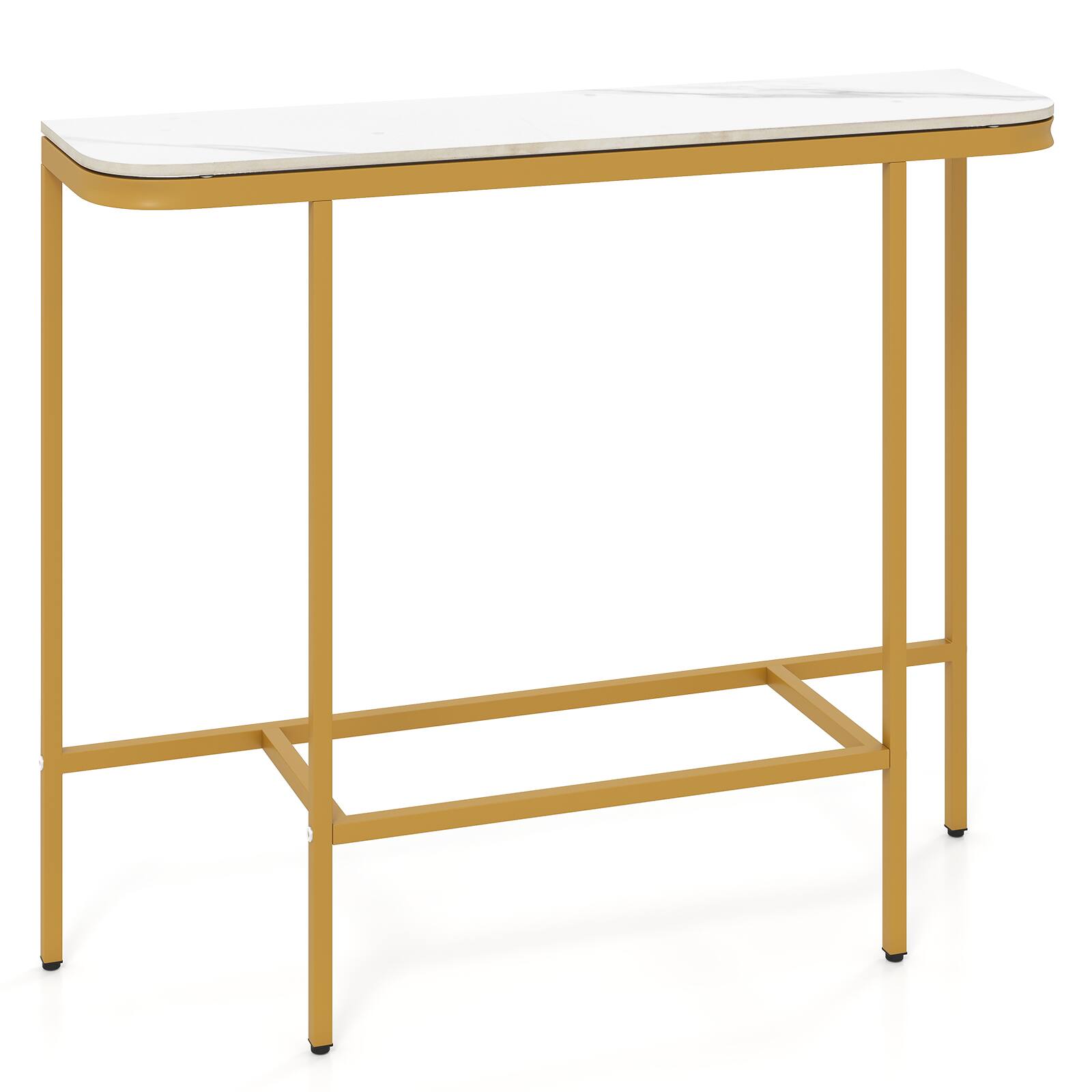 Alt View 8. Costway - Costway Entryway Table with Faux Marble Top and Metal Frame for Hallway, Living Room - White and Gold.