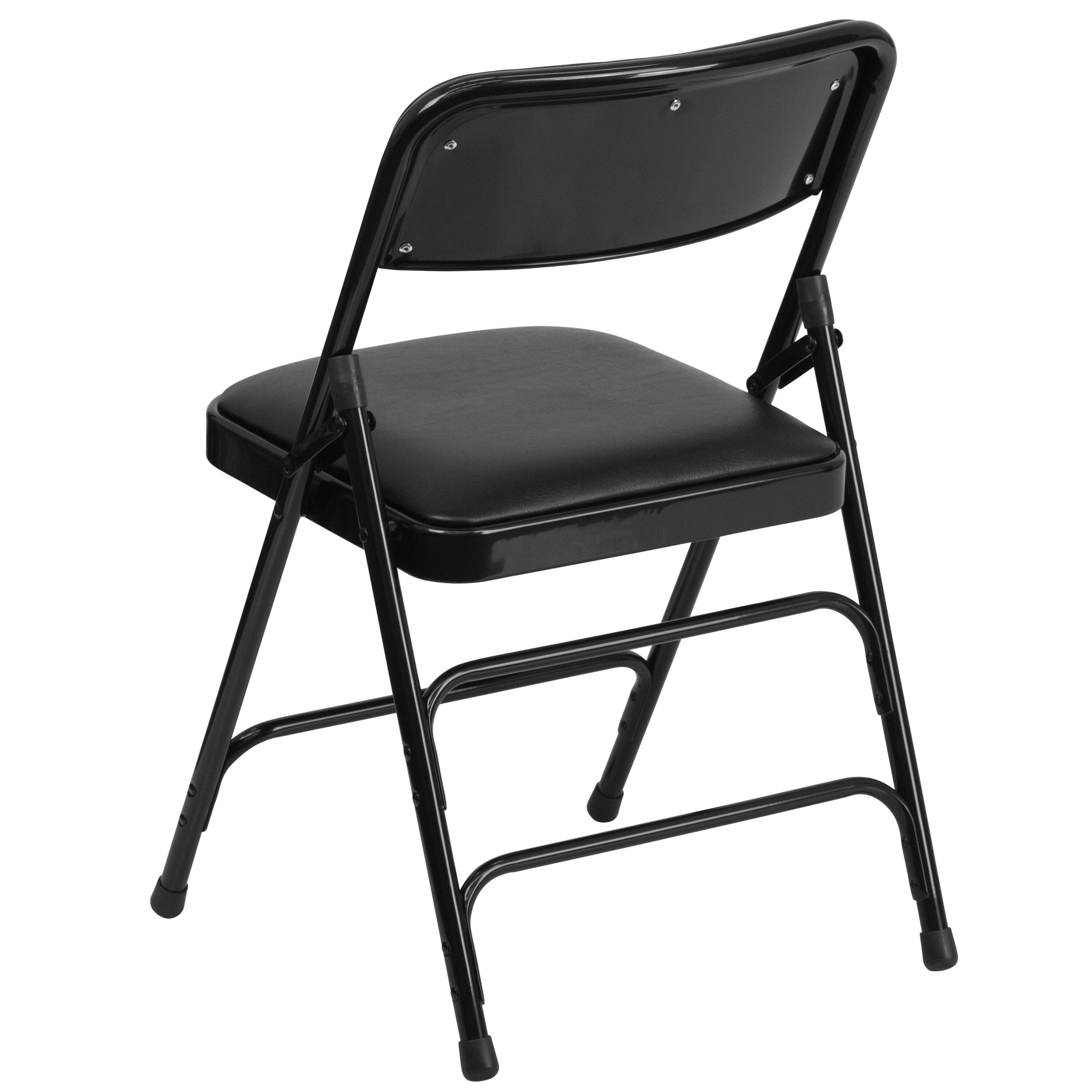 Alt View 9. Emma + Oliver - 4 Pack Home & Office Portable Party Events Padded Metal Folding Chair - Black Vinyl/Black Frame.
