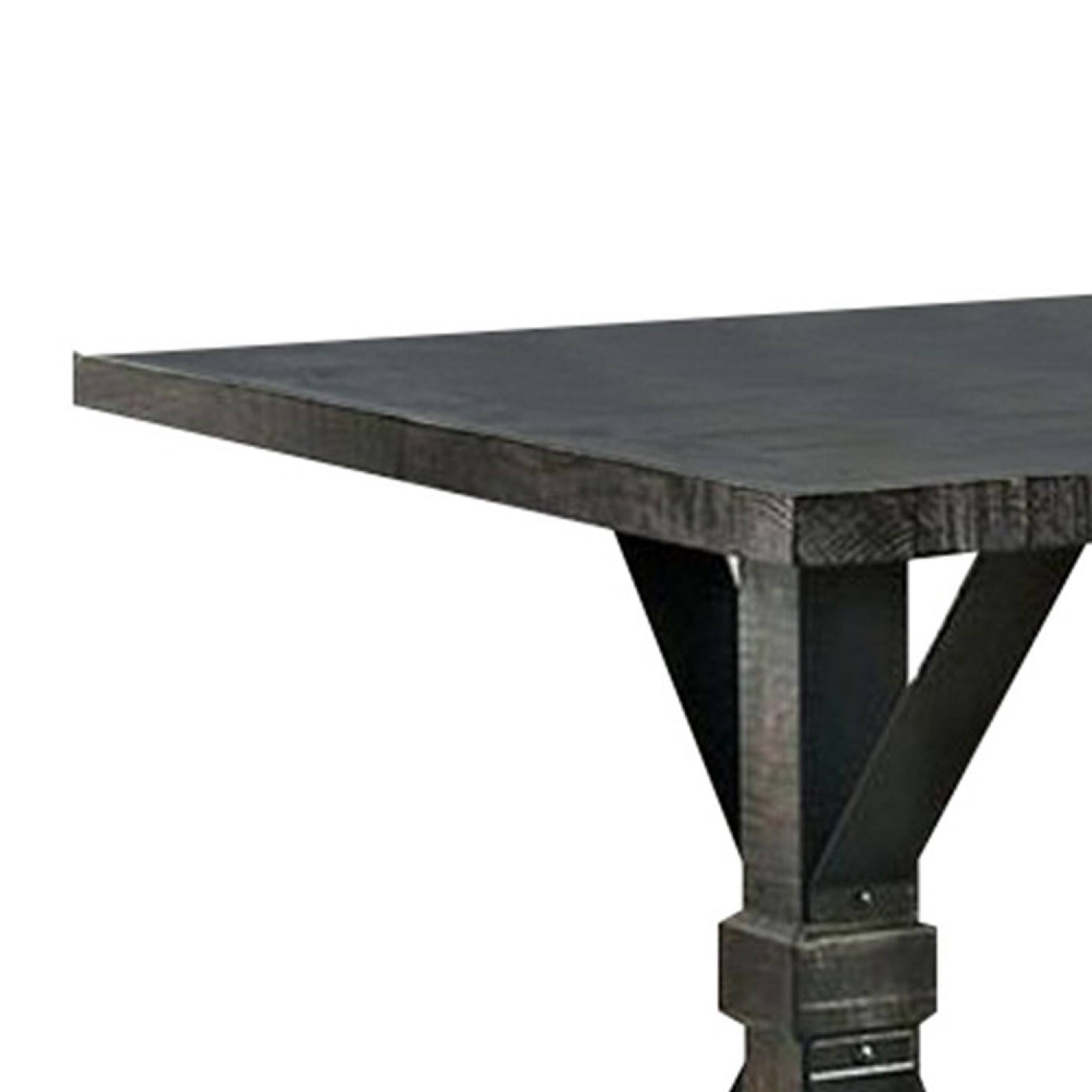 Alt View 1. Manhattan Lane - 72 Inch Wood 6 Seater Dining Table, Trestle Base, Black - Black.