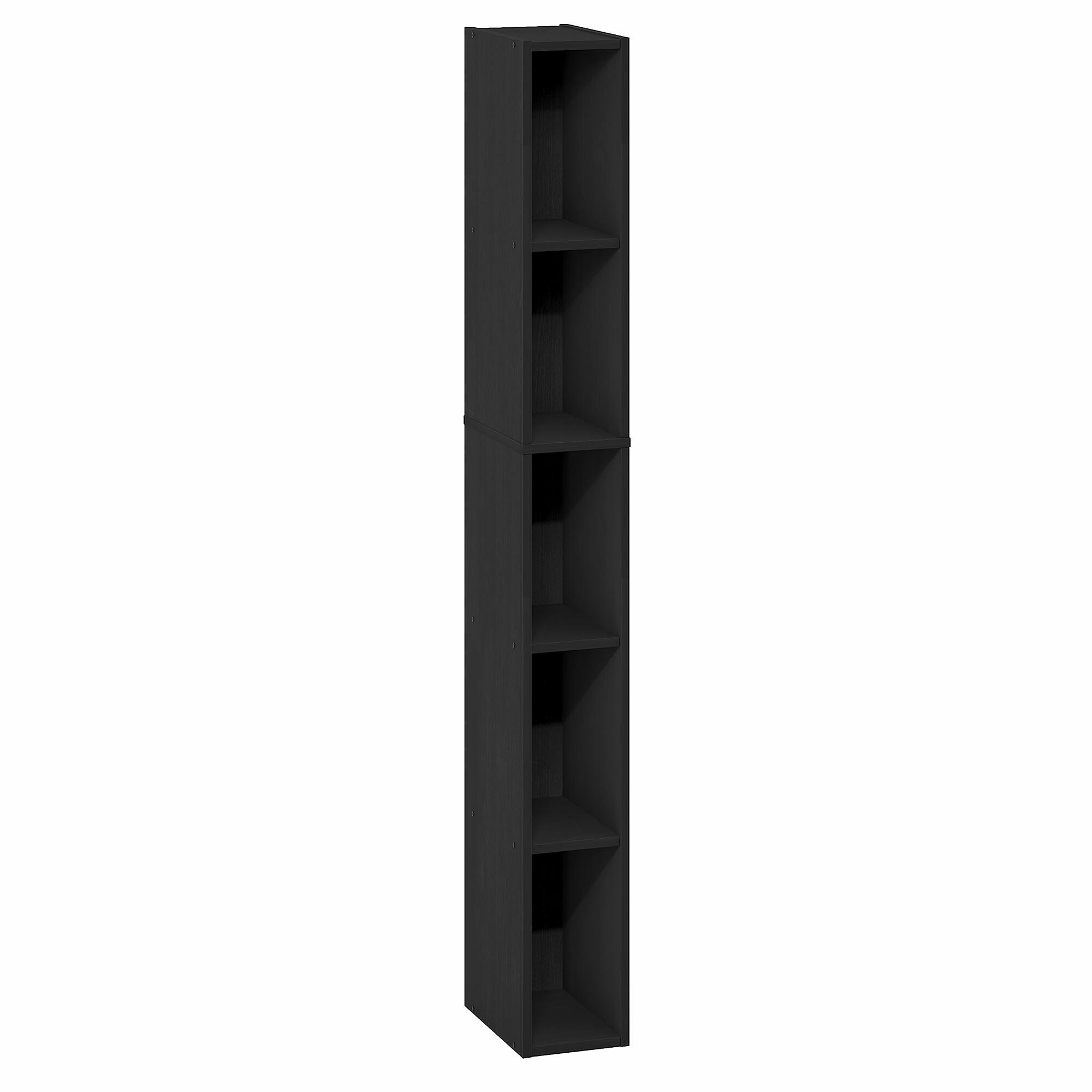 Alt View 5. Furinno - FULDA Book Shelf, 5-Tier Tall Narrow Bookshelf, Standing Bookcase with 6-In Width Storage Shelf, 9.3 x 5.9 x 51.9 - Blackwood.