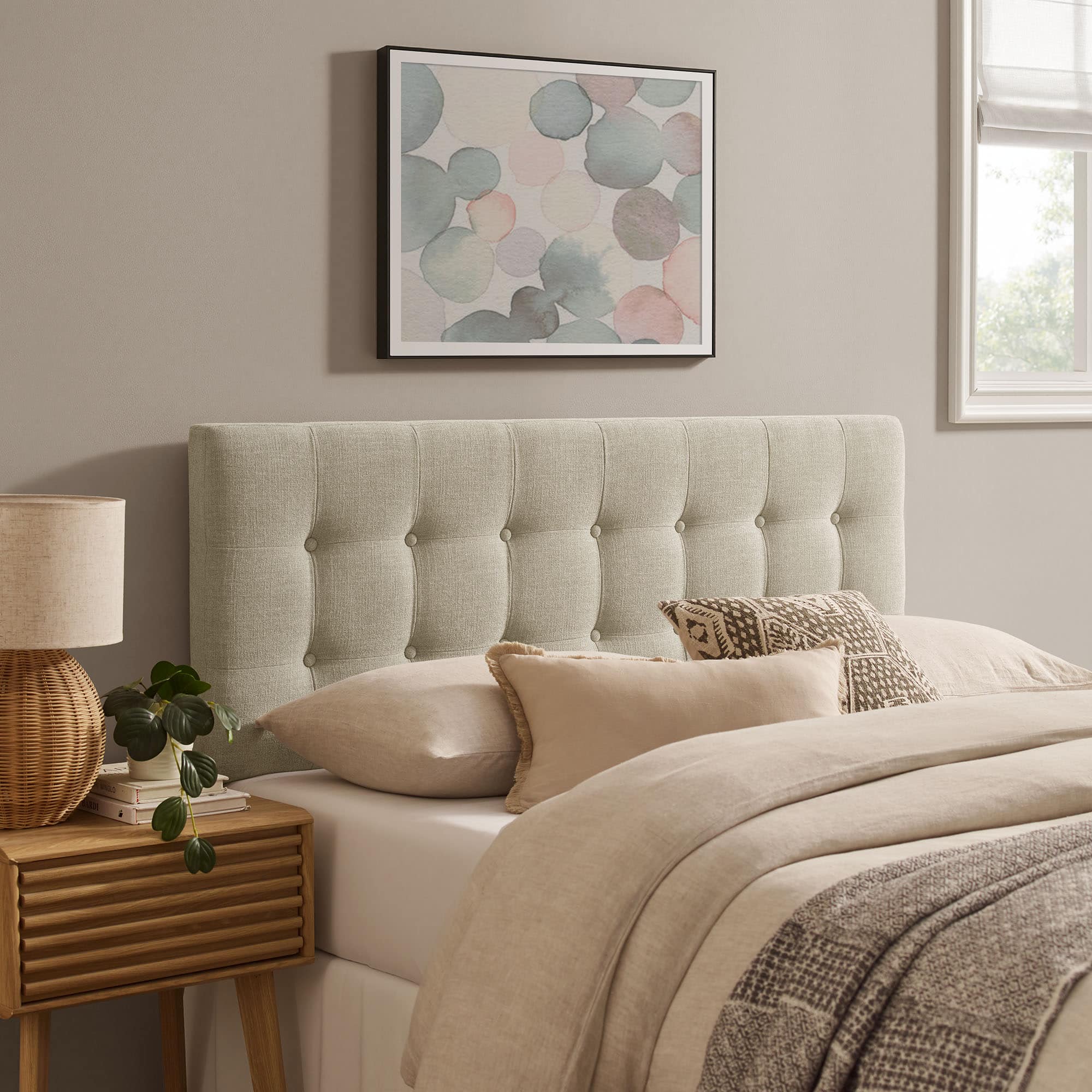 Emily Upholstered Fabric Headboard by Modway - Linen price history on PriceWatchPro