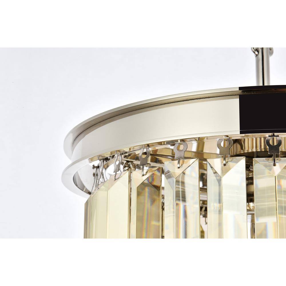 Alt View 2. Urban Classic - Sydney 3 light polished nickel Flush Mount Golden Teak (Smoky) Royal Cut Crystal - Polished Nickel.