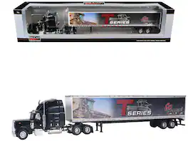 SpecCast Collectibles - Peterbilt 379 Sleeper Cab Black with Trailer "Gleaner T Series" 1/64 Diecast Model by SpecCast