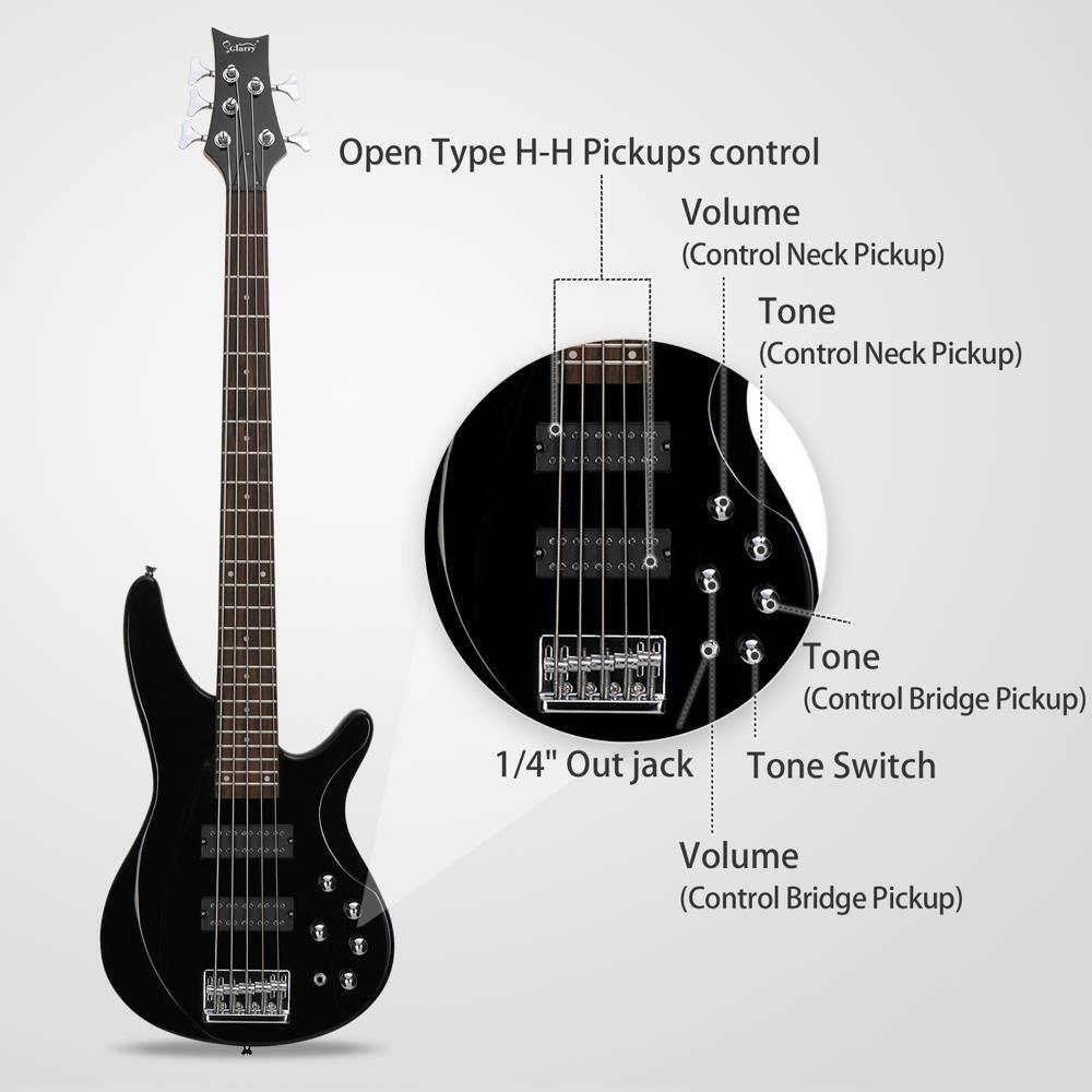 Open Type H-H Pickups control  
Volume (Control Neck Pickup)  
Tone (Control Neck Pickup)  
1/4" Out jack  
Tone (Control Bridge Pickup)  
Tone Switch  
Volume (Control Bridge Pickup)