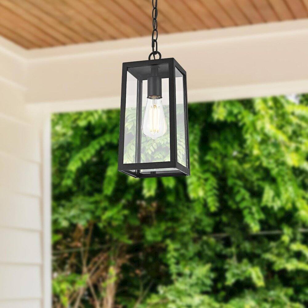 Alt View 5. Elegant Lighting - Veda 13 inch Outdoor Pendant in Black - Black And Clear.
