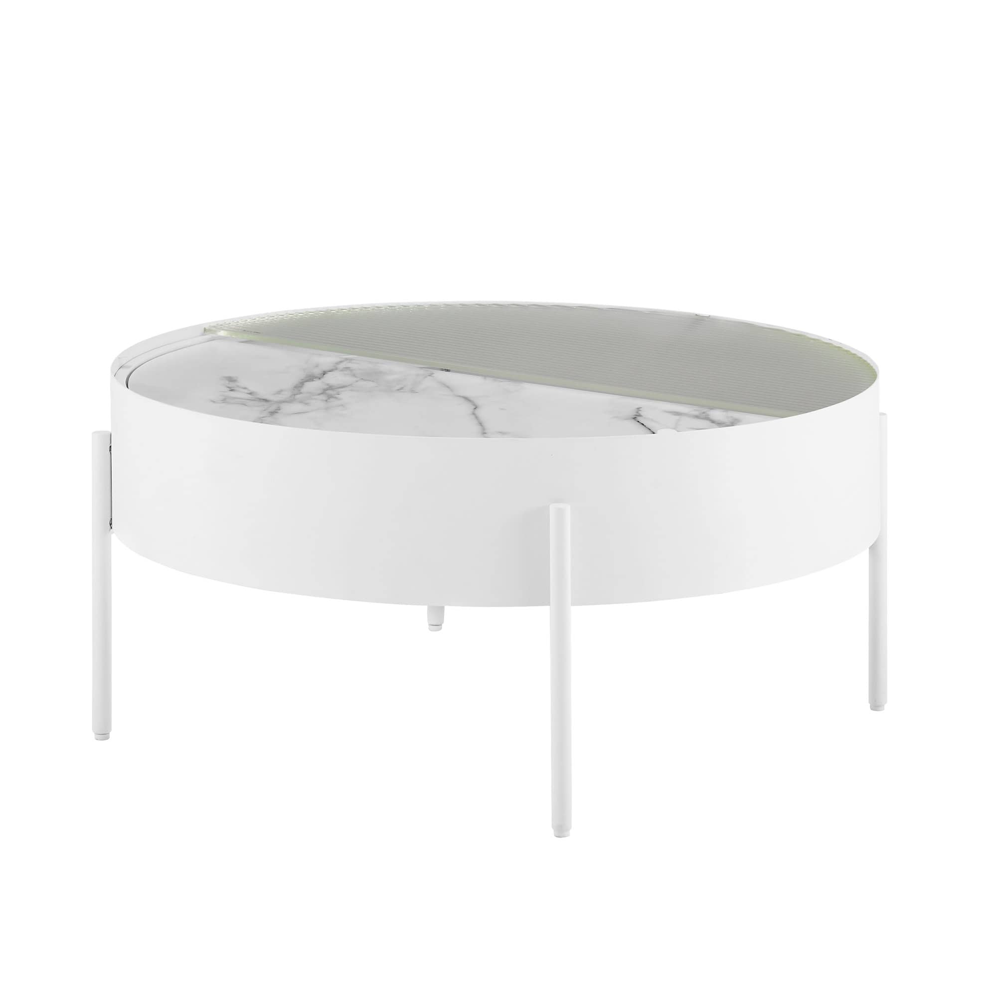 Angle. Walker Edison - Modern Sliding-Top Coffee Table - White.