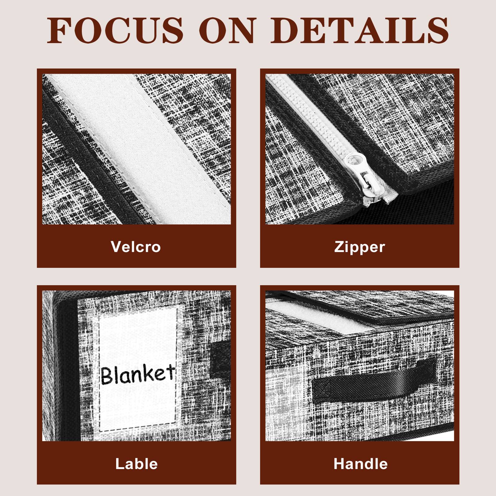 FOCUS ON DETAILS

Velcro
Zipper
Blanket
Lable
Handle