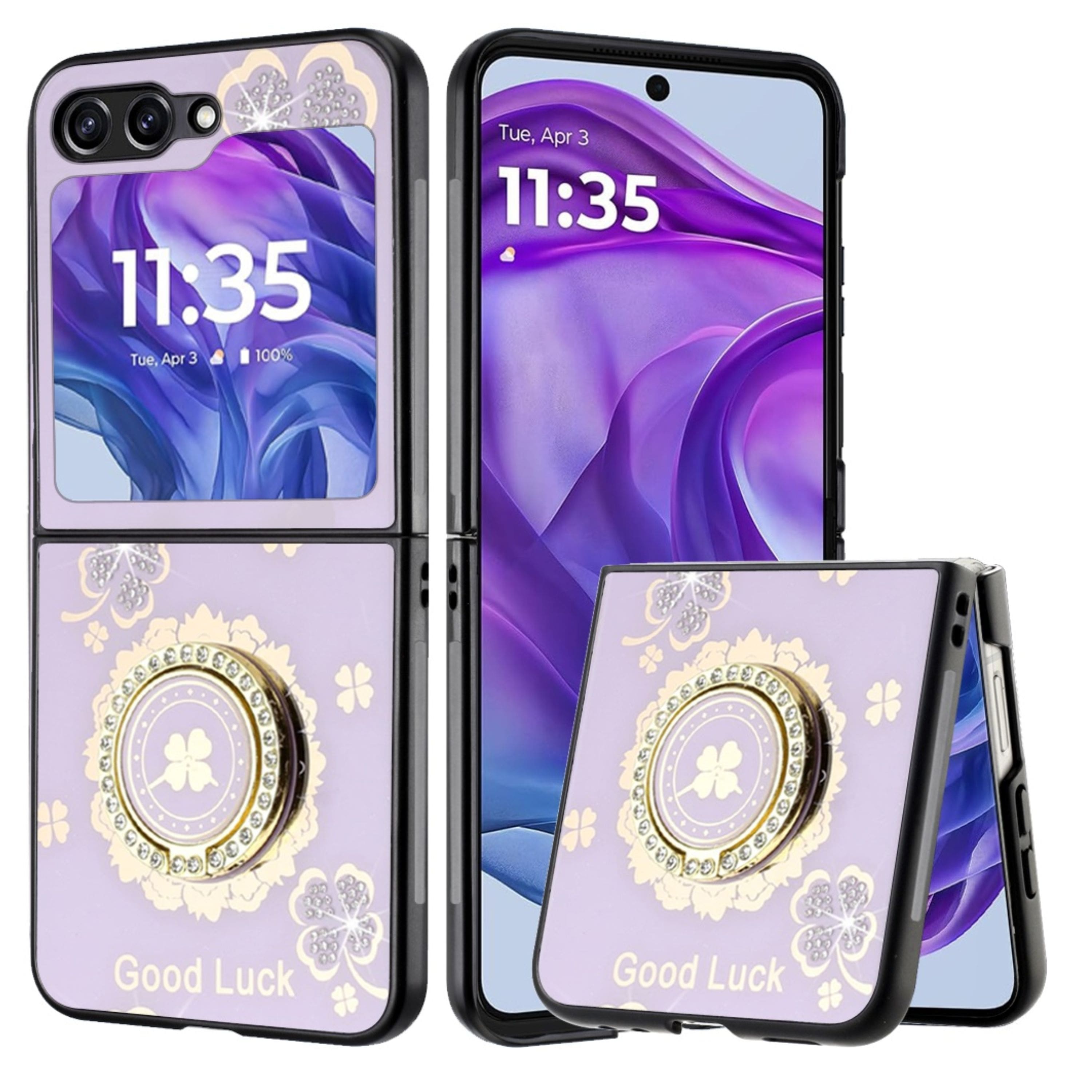 Kitcheniva - Glamorous Diamond Glitter Charm Case For Motorola Razr 2024 / 2025 Good Luck Floral - Purple price history on PriceWatchPro