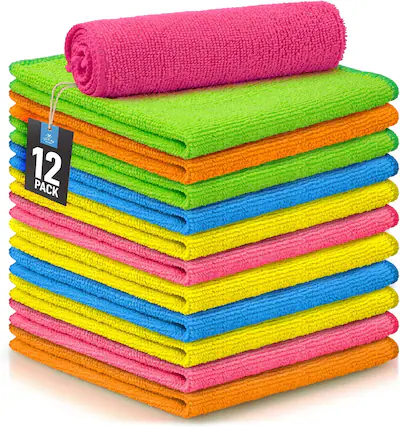 Front. Zulay Kitchen - Zulay Kitchen 12 Pack Ultra Absorbent Microfiber Cleaning Cloths.