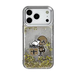Keyscaper - NFL - New Orleans Saints Linen Logo iPhone Glitter Case - 14 - Multicolor