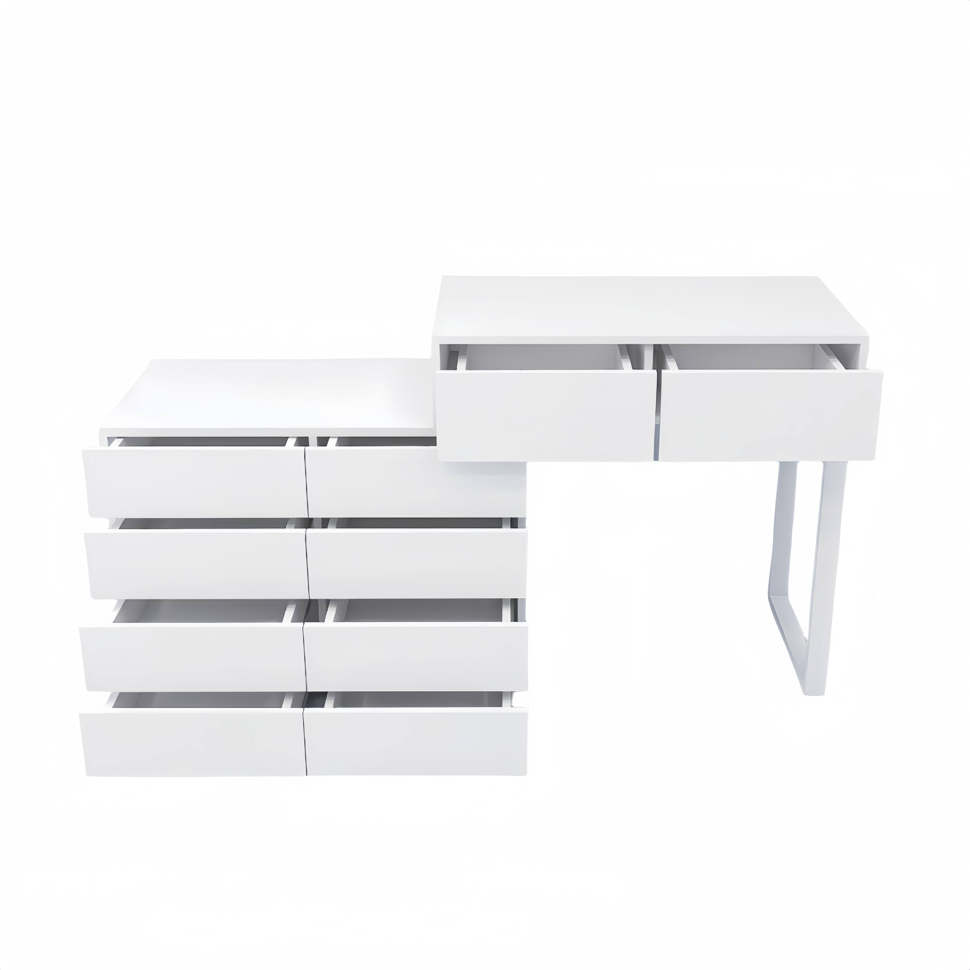 Alt View 6. APRILSOUL - Extended Desktop 10 Drawers Chest of Drawer without Handle White Color Vanity - White.
