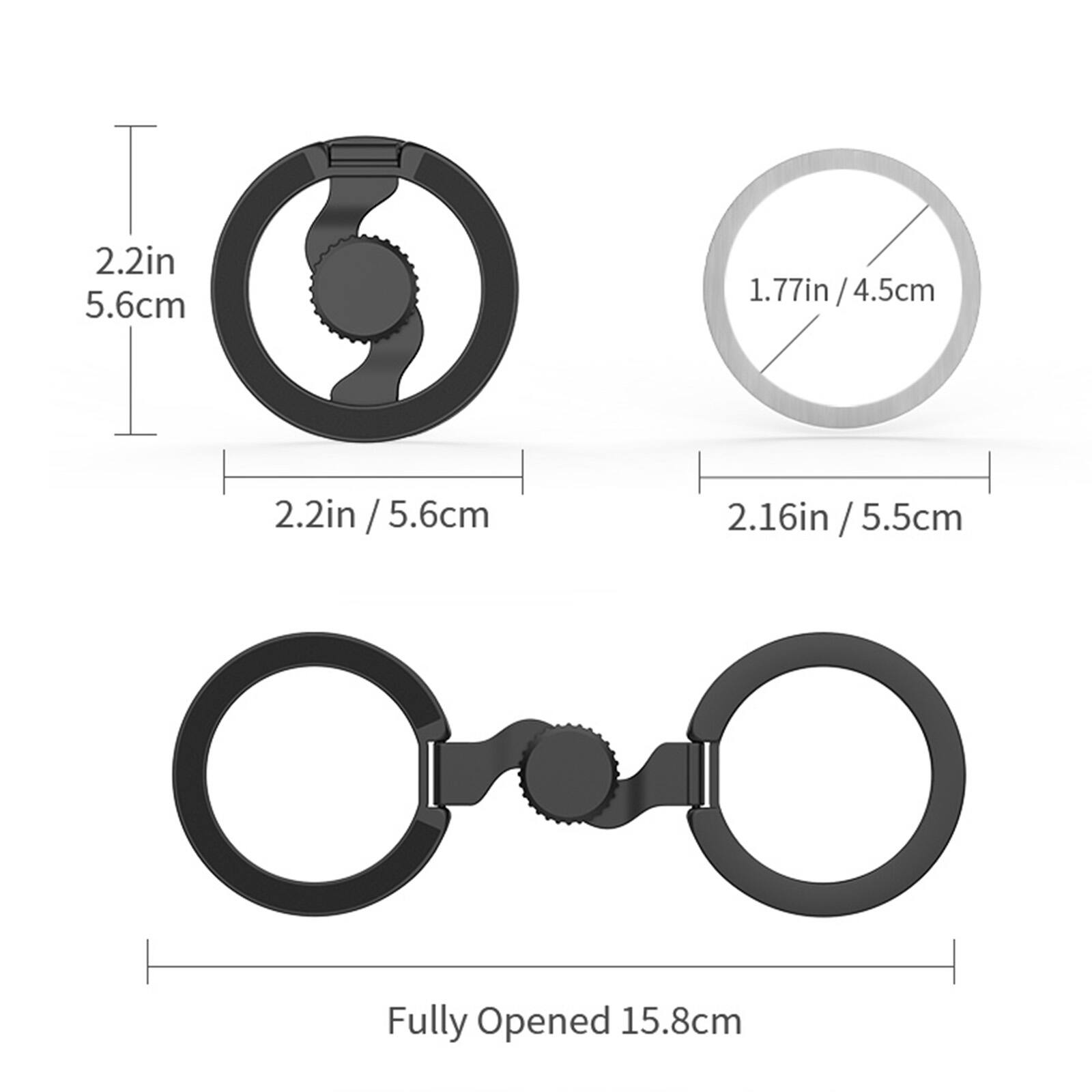 2.2in / 5.6cm  
1.77in / 4.5cm  
2.16in / 5.5cm  
Fully Opened 15.8cm