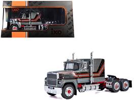 1978 Ford LTL 9000 Truck Tractor with Red and Black Stripes 1/43 Diecast Model by IXO Models - Gray Metallic