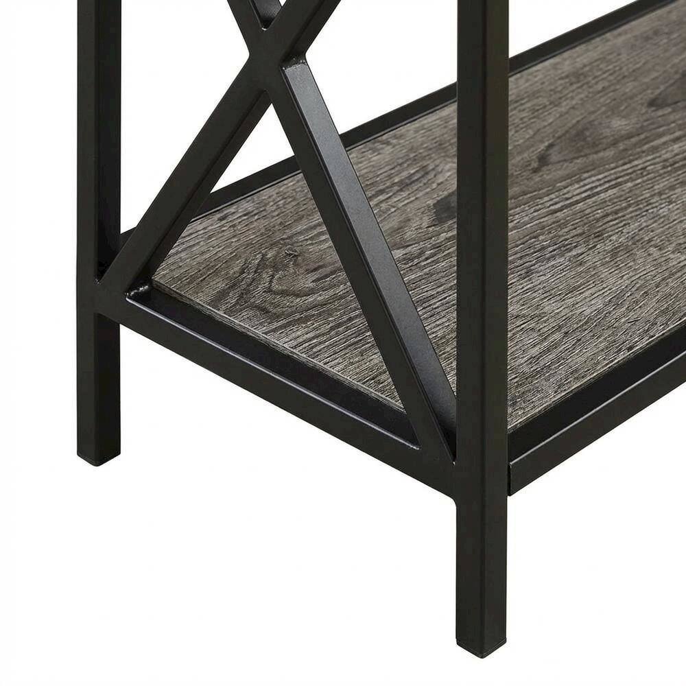Alt View 3. FurniFact - Powder Coated Metal 3-Tier Bookcase with Non-Lead Paint Finish - Weathered Gray.