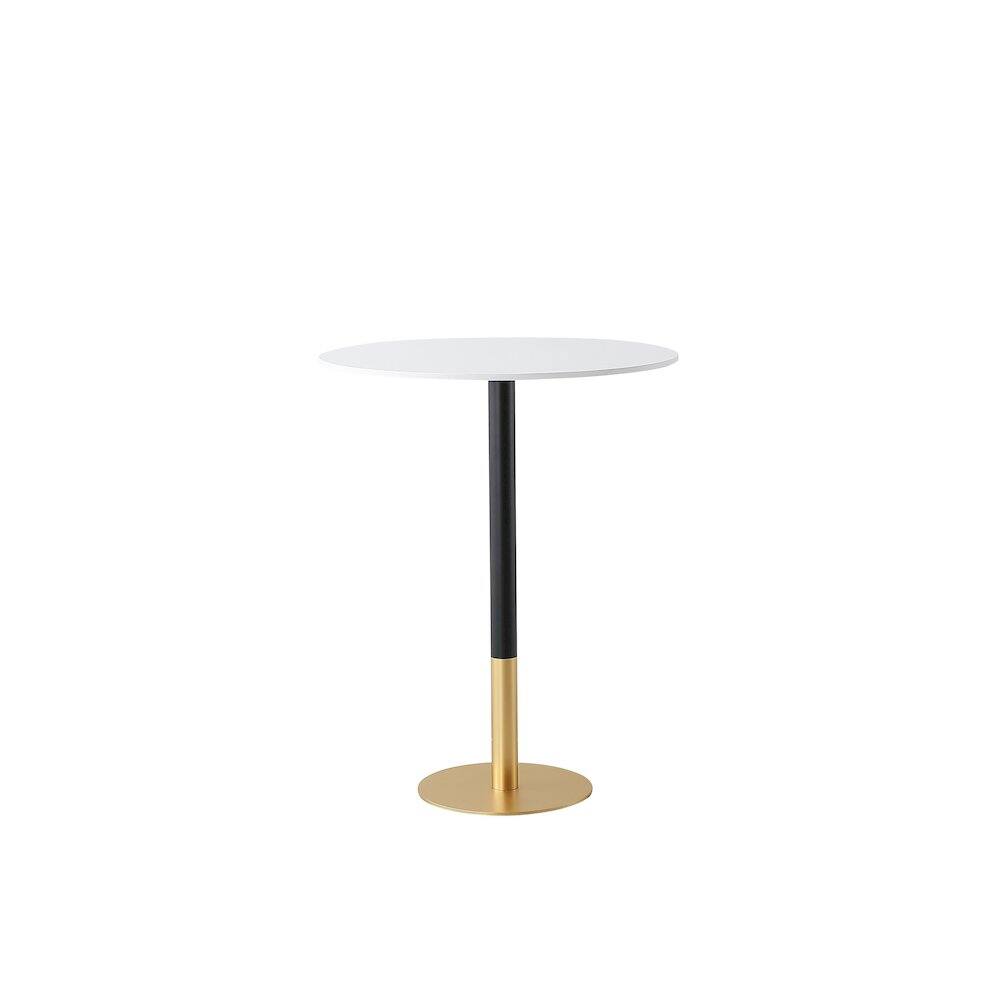 Back. Elegant Decor - Ronan 31.5 Inch Pub Table In White - White And Gold.