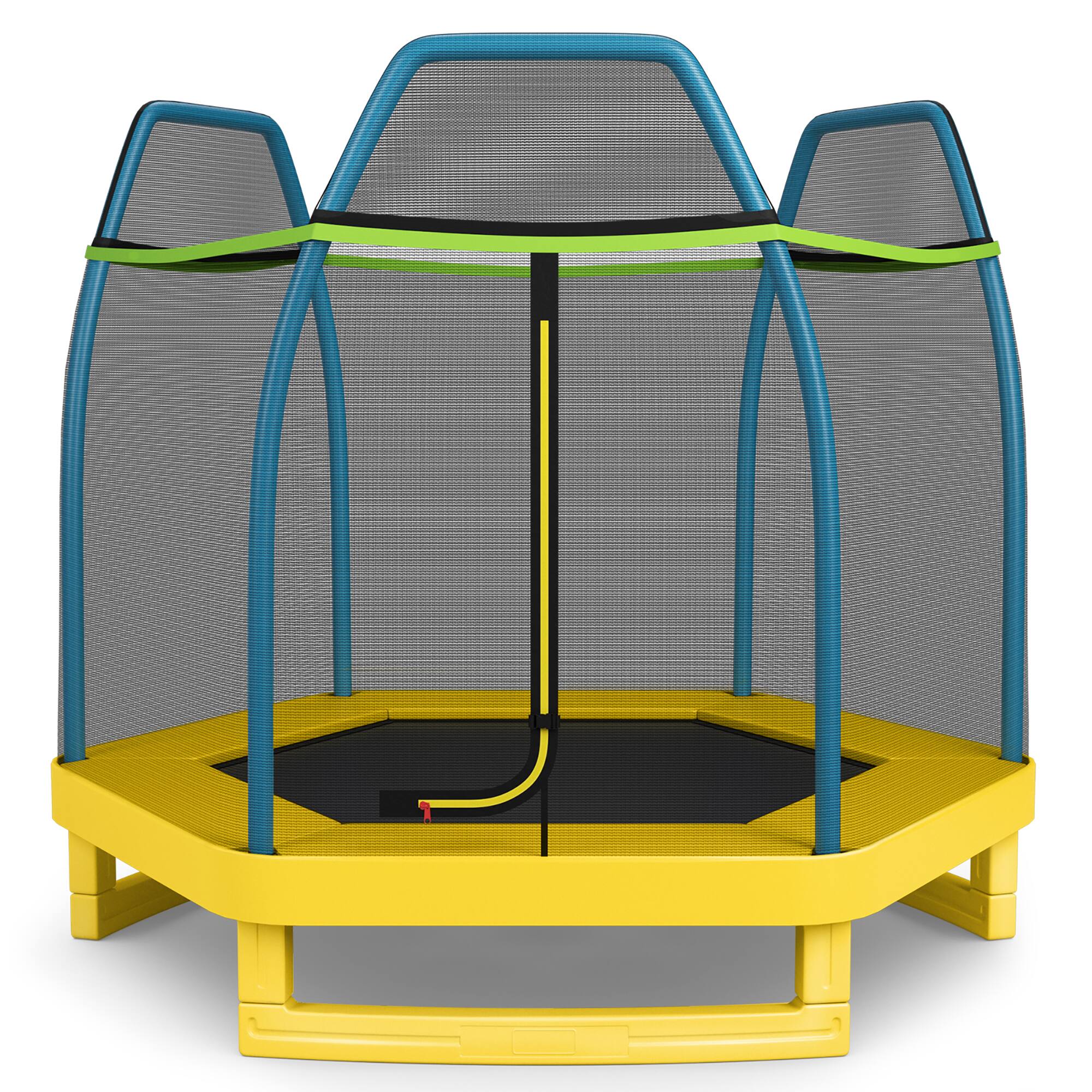 Alt View 9. Costway - Costway 7FT Kids Trampoline Outdoor Indoor Recreational Bounce Jumper - Green,Yellow Mat.