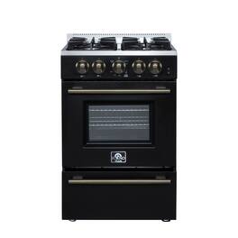 Forno Appliances - Breno 2.3 Cu. Ft. Freestanding Gas Range with Antique Brass Accents - Black