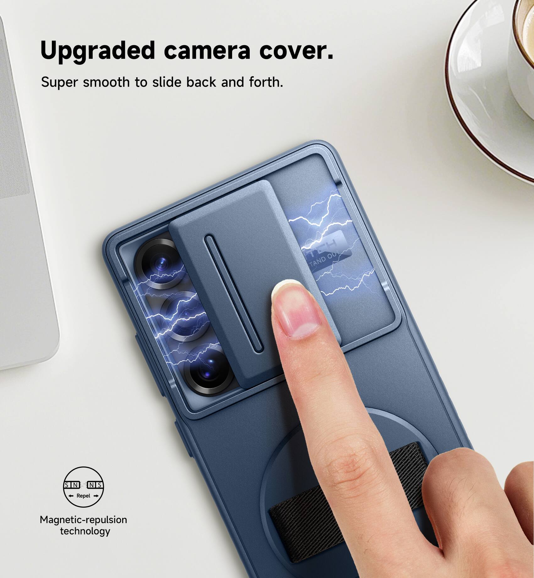 Upgraded camera cover. Super smooth to slide back and forth. OD TAND SIN N - Repel - Magnetic-repulsion technology