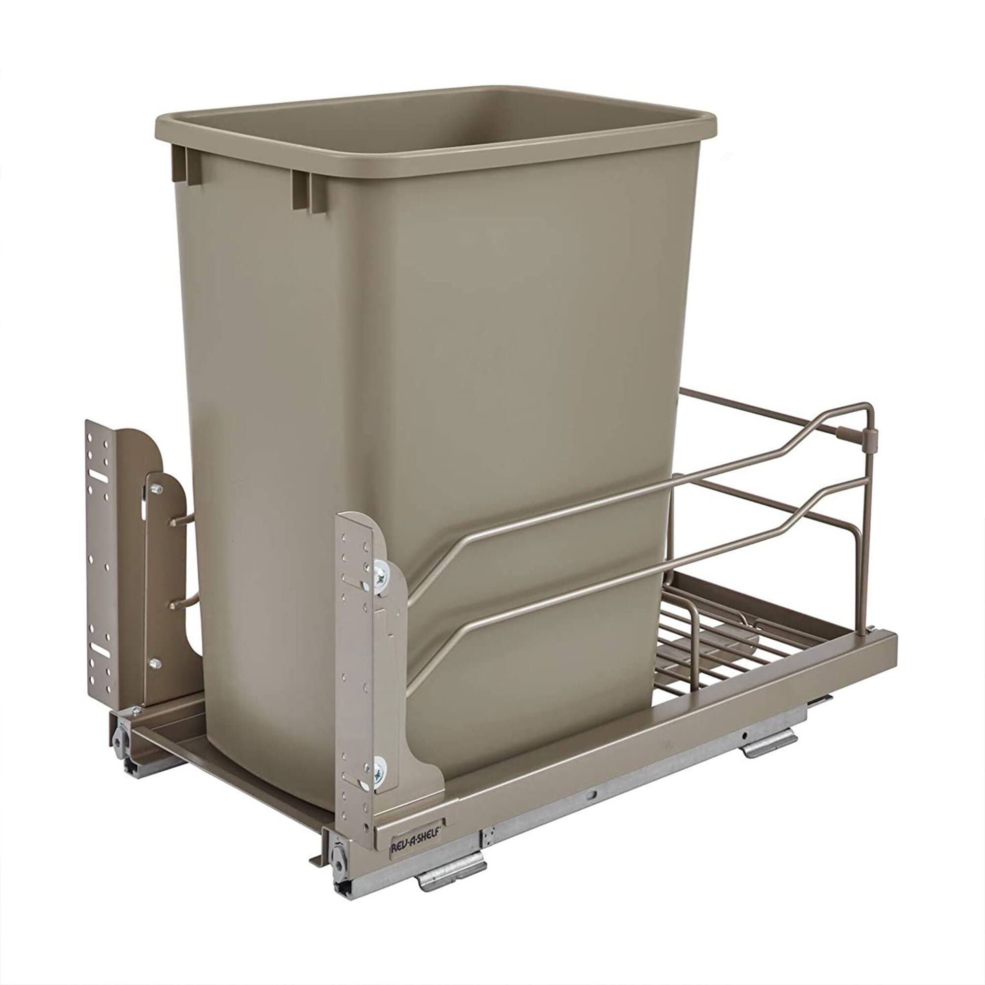 Front. Rev-A-Shelf - Rev-A-Shelf Pullout Kitchen Trash Can 35 qt. with Soft-close, 53WC-1535SCDM-112 - Champagne.