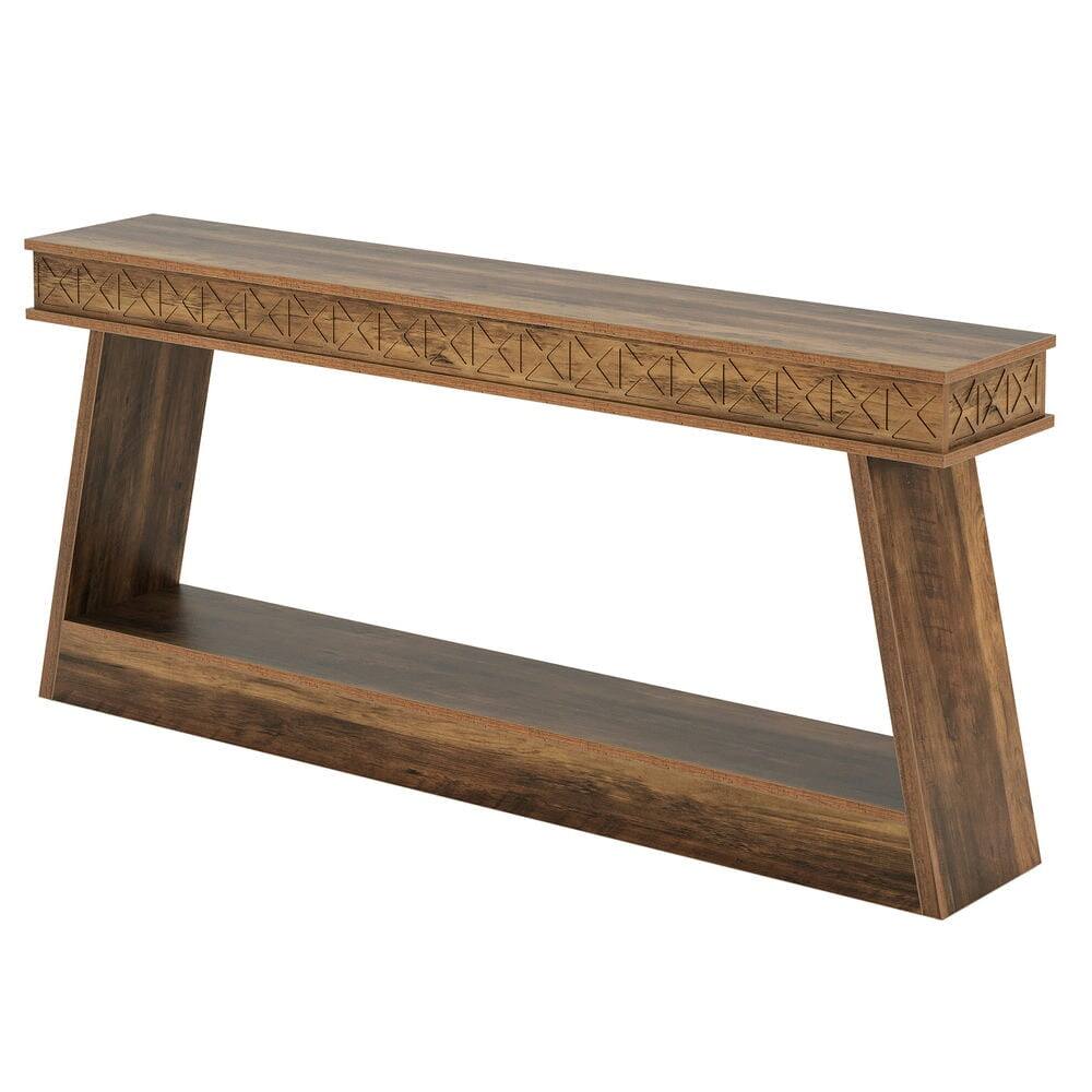 Angle. Kadyn - Entryway Table, Console Sofa Table,70.8" Sofa Table, Farmhouse Console Table Entryway Table with Storage - Brown.