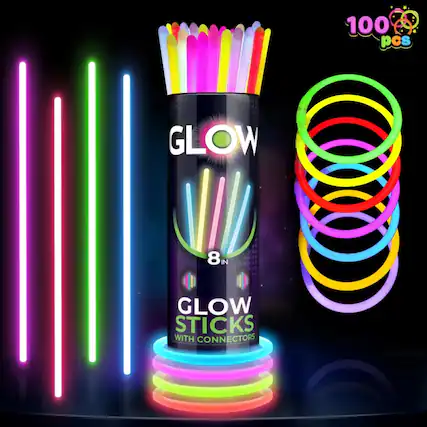 100 pcs GLOW 8 IN 1 GLOW STICKS WITH CONNECTORS