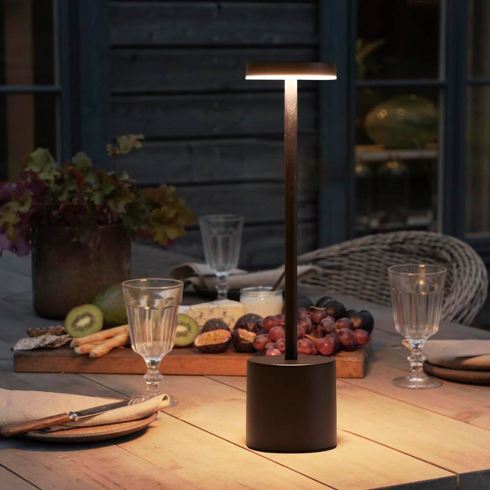 Alt View 1. Dazzling Pops - LED Cordless Table Lamp Set Portable 5000mAh Rechargeable Table Lamps Touch Control Outdoor Table Lamp - Black.
