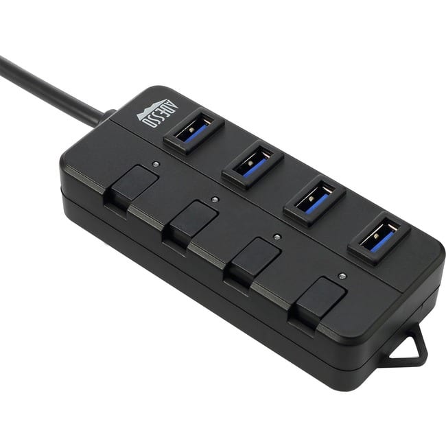 Adesso - 4-ports USB 3.0 Hub - USB - External - 4 USB Port(s) - 4 USB 3.0 Port(s) - PC, Mac - Black,Gray