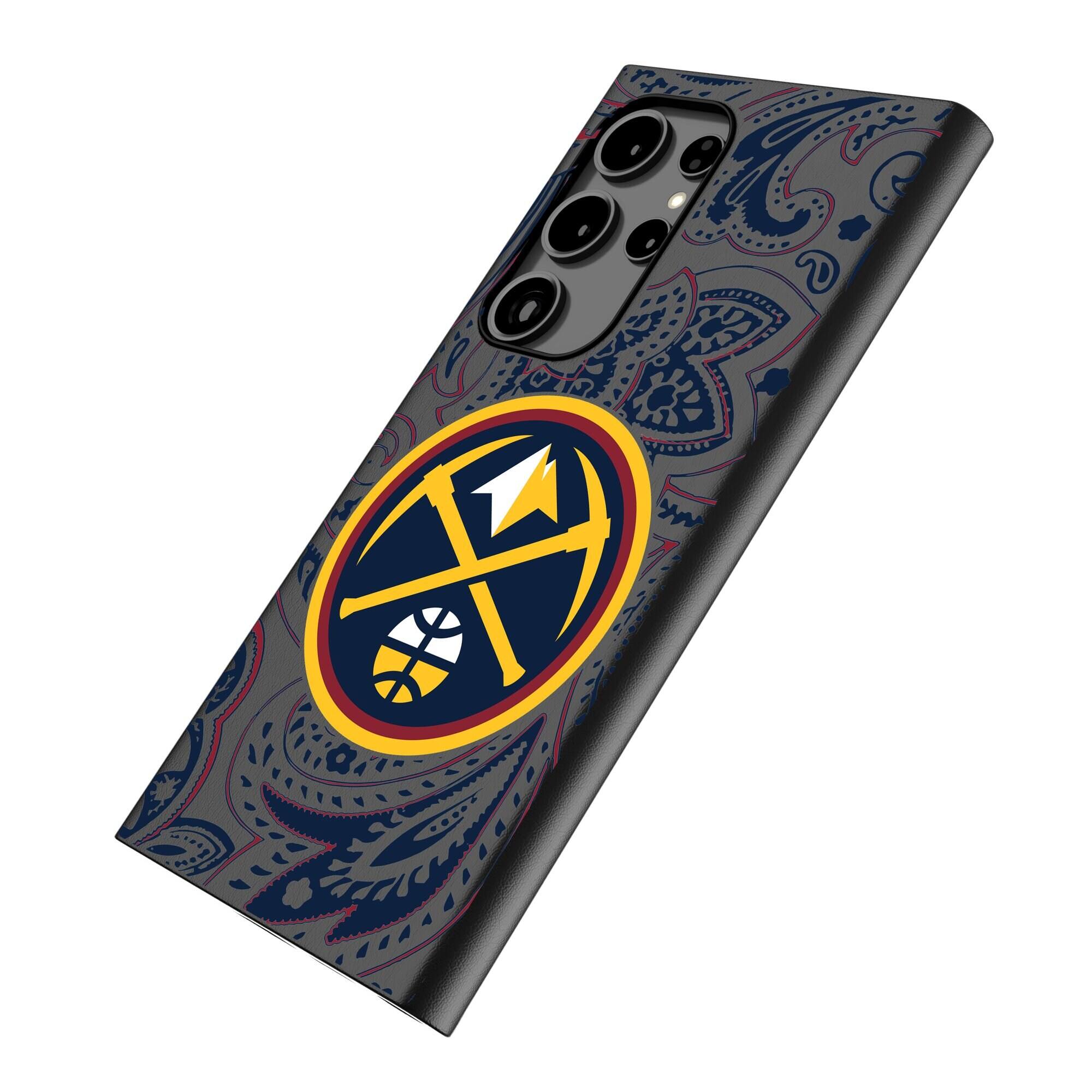 Alt View 1. Keyscaper - Denver Nuggets Paisley Galaxy Magnetic Bump Case - S24 Ultra - Black.