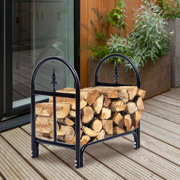 Alt View 1. Mondawe - 2 Feet Outdoor Heavy Duty Steel Firewood Storage Holder - Black.