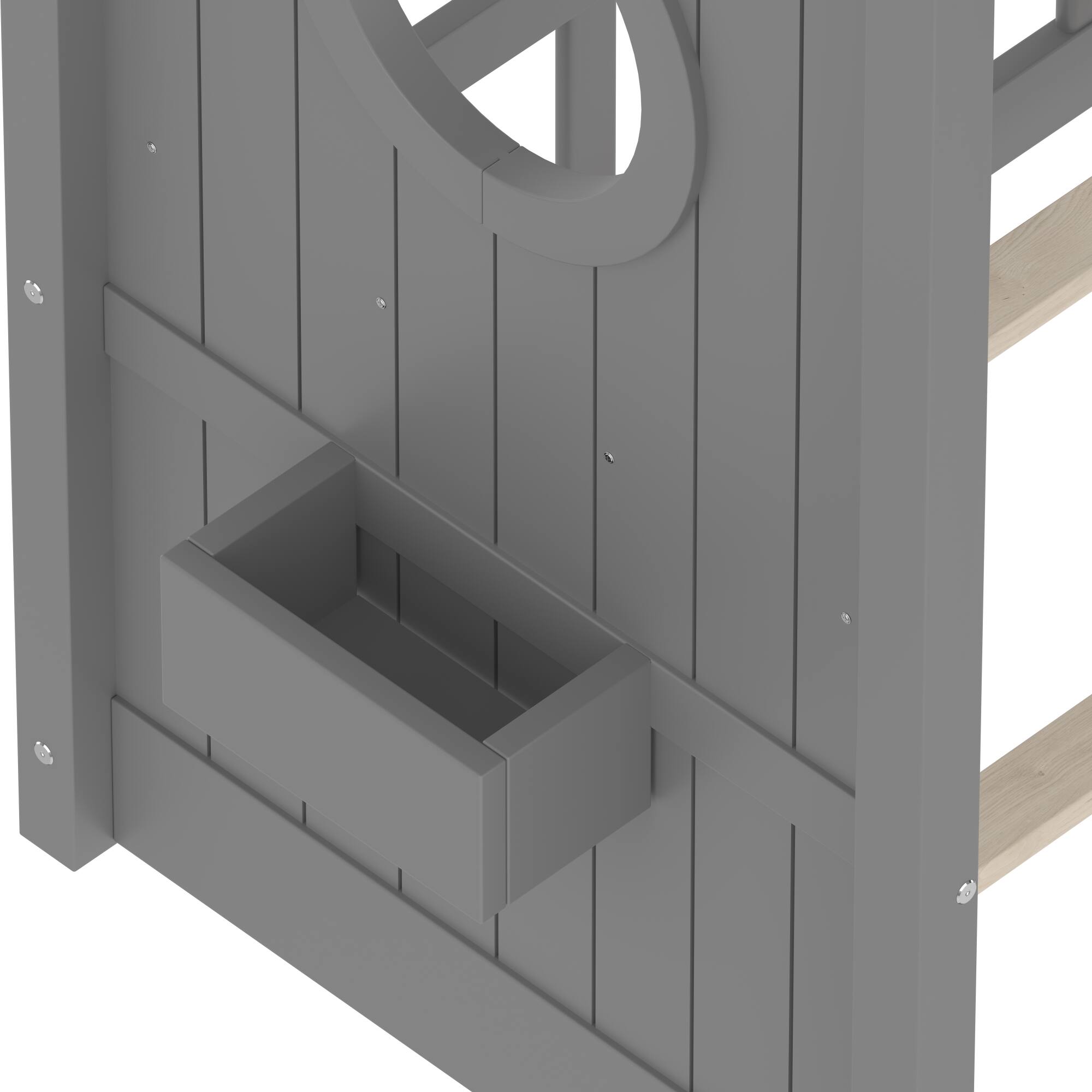 Alt View 5. GOODSILO - Twin Size Floor House Bed for Toddlers and Kids with Storage Shelf and Playhouse Roof Design - Gray.