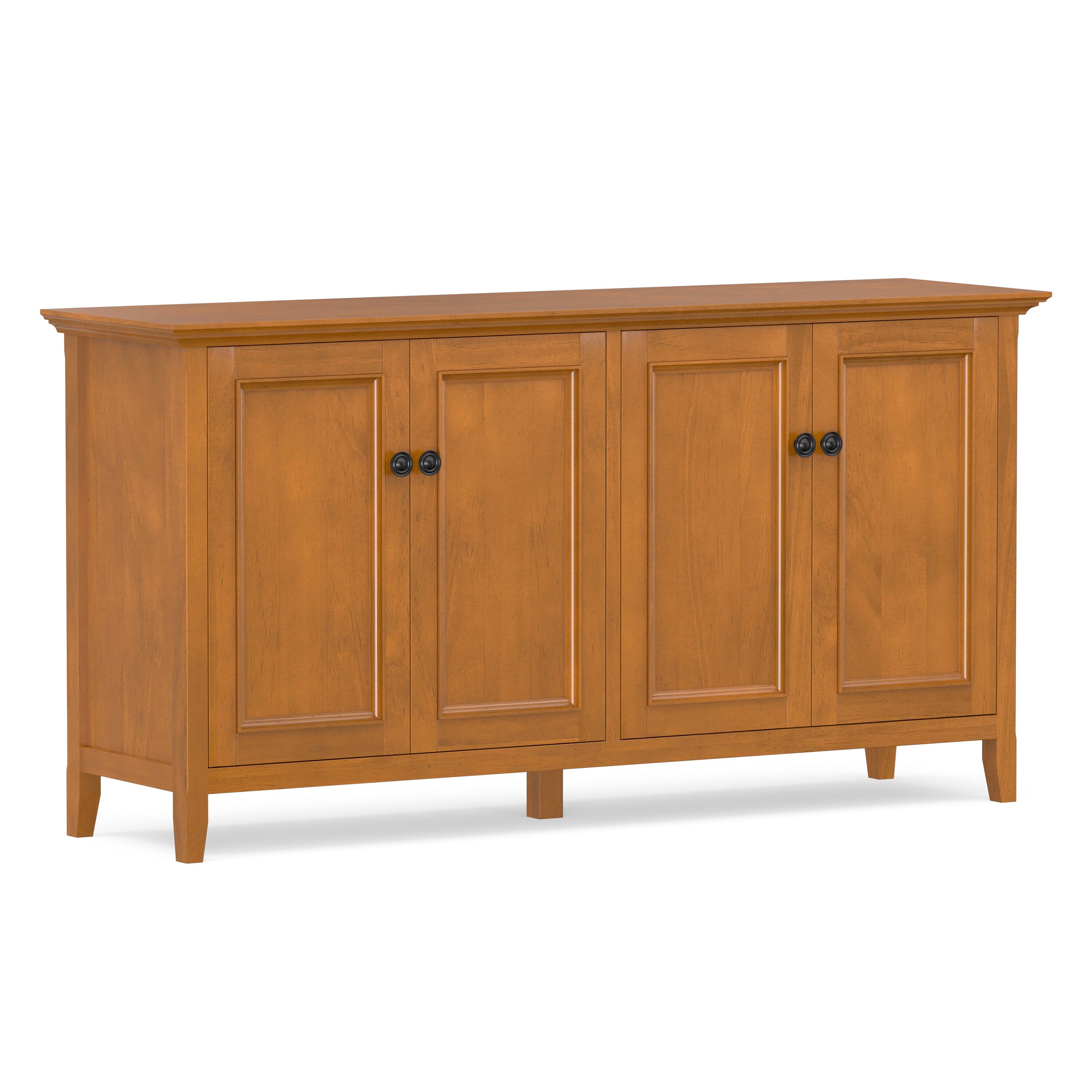 Angle. Simpli Home - Simpli Home Amherst 66 inch Wide Solid Wood Transitional 4 Door Storage Cabinet in Light Golden Brown - Light Golden Brown.