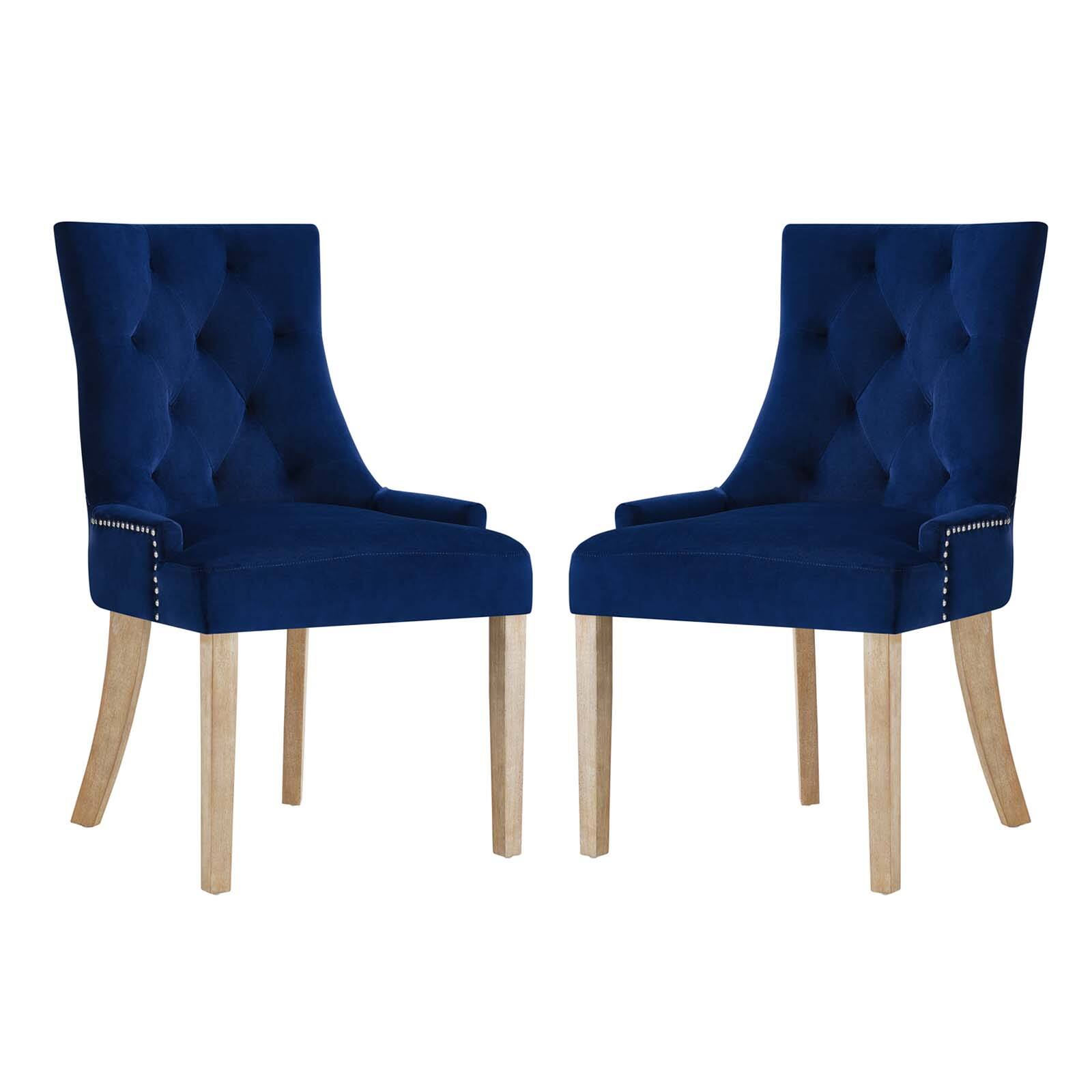 Angle. Modway - Pose Performance Velvet Dining Chair Set of 2 by Modway - Navy.
