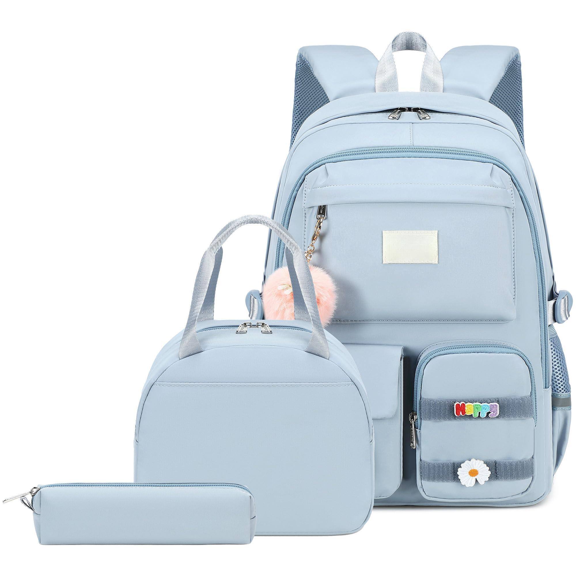 Front. Pacoar Cade - Big Student Backpack For School Teen Middle High Bookbag Elementary Backpacks With Lunch Bag (black) - Lightsteelblue.