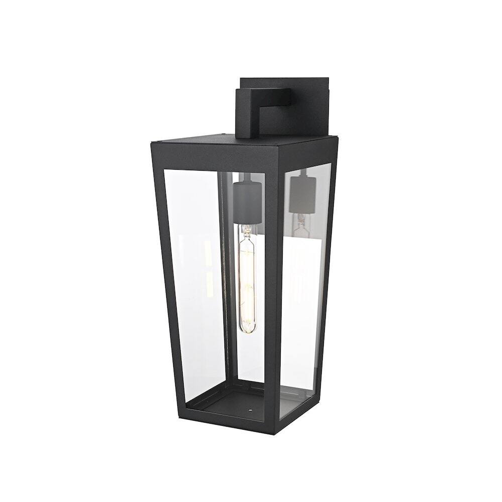 Angle. Elegant Lighting - William 8 Inch Outdoor Wall Sconce In Black - Black.