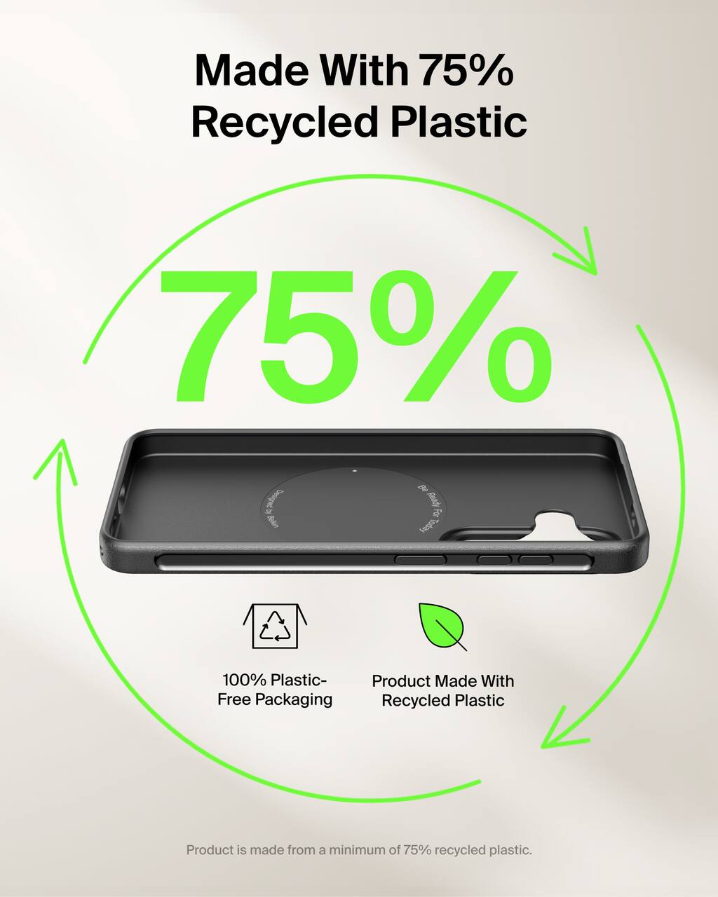 Made With 75% Recycled Plastic

75%

100% Plastic-Free Packaging

Product Made With Recycled Plastic

Product is made from a minimum of 75% recycled plastic.