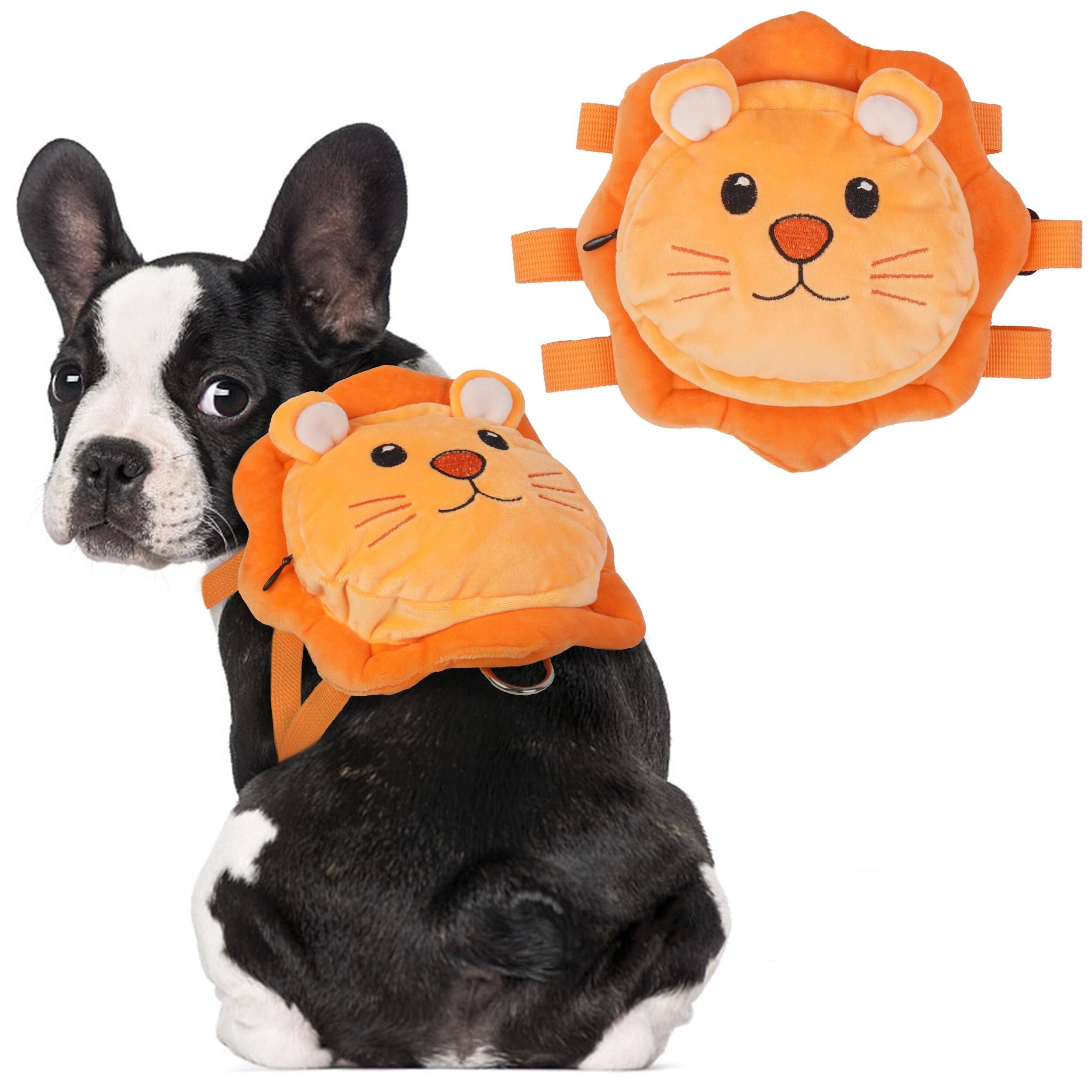 Front. Live At Space - Puppy Backpack Harness - Adjustable Small Dog Bookbag For Walking And Hiking Portable Travel Orange.