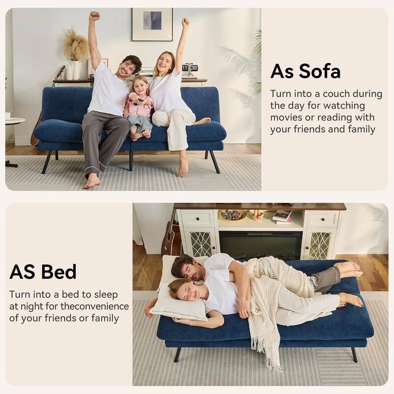 11 39 As Sofa: Turn into a couch during the day for watching movies or reading with your friends and family.
As Bed: Turn into a bed to sleep at night for the convenience of your friends or family.