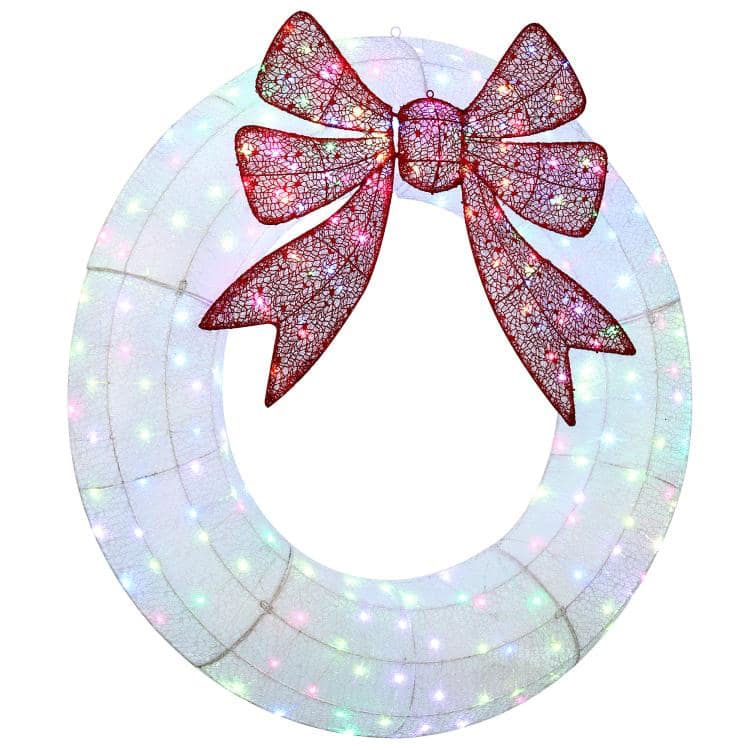 PULUZ - 48 Inch Lighted Wreath Decoration with Dual Color LED, Christmas Wreath with Daily Timer, Remote for Indoor Outdoor - White
