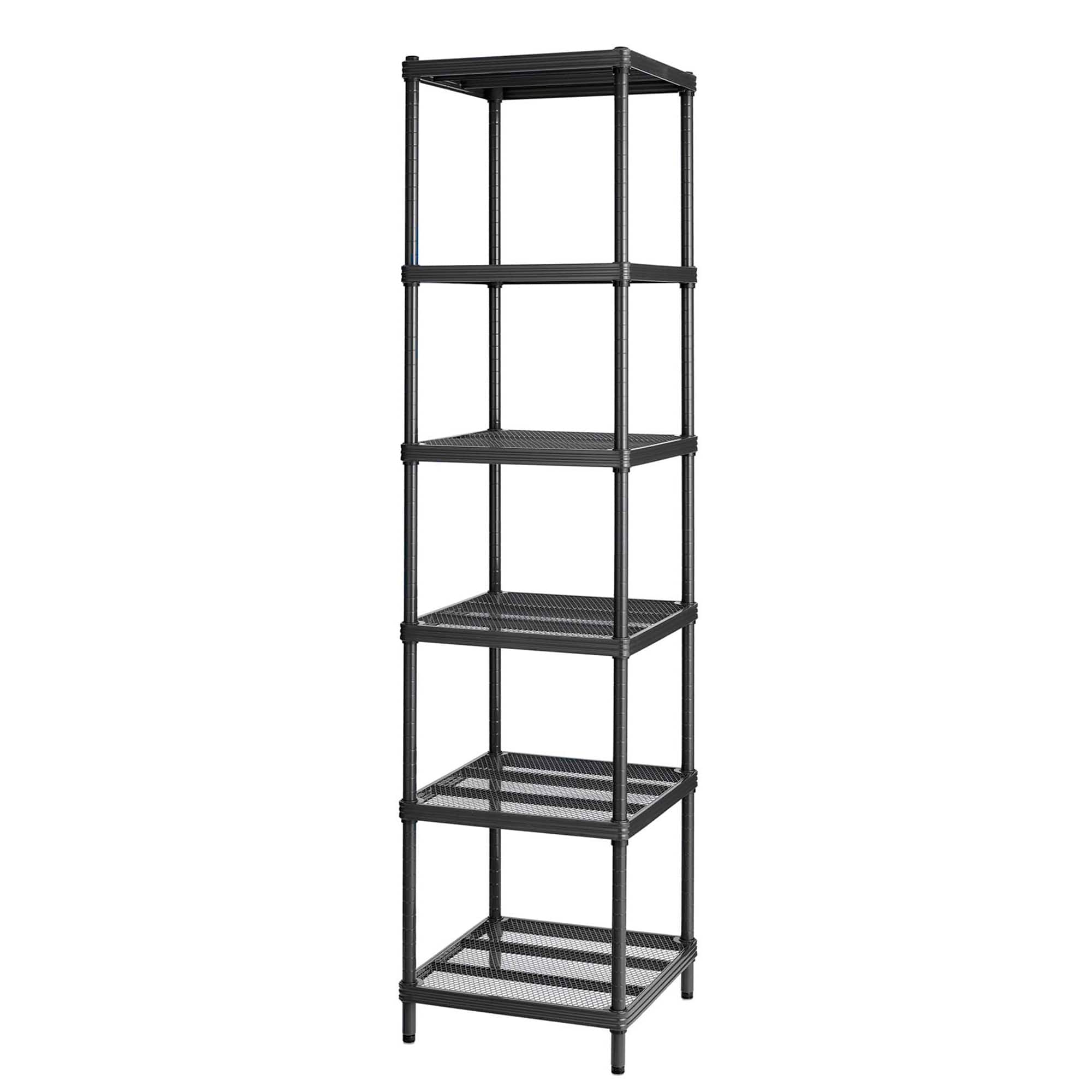 Design Ideas - MeshWorks 6 Tier Tower Metal Storage Shelving Unit Rack - Black