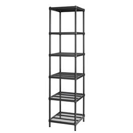 Design Ideas - MeshWorks 6 Tier Tower Metal Storage Shelving Unit Rack - Black